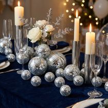 Article Boules décoratives à effet miroir, élément de décoration de fête, argentées, 2-4 cm, lot de 50