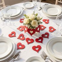 Article Coeur en bois à saupoudrer rouge 4cm 72 pcs
