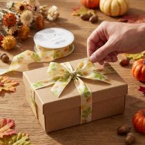 Article Ruban cadeau feuilles d'automne vertes ruban déco automne 25mm 20m