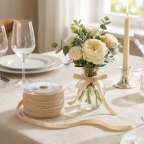 Article Ruban décoratif, ruban de velours, ruban cadeau, beige, 10 mm, 20 m