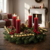 Article Branche de sapin artificielle avec mini boules de Noël dorées, 46 cm, 2 pièces