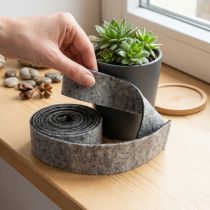Article Ruban en feutrine, sangle pour casserole, 100 % laine, gris/noir, 7,5 cm de large, 5 m de long