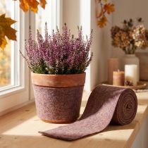 Article Ruban de feutrine bicolore en feutrine de laine, 100 % laine, violet/marron, 15 cm x 5 m