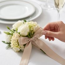 Article Ruban décoratif en taffetas beige, largeurs variées, 50 m