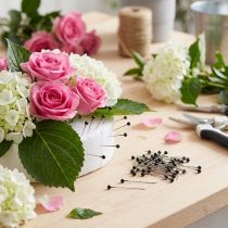 Article Épingles à fleurs à tête de perle noire, Ø 4 mm, 40 mm, 150 pièces