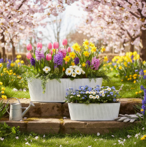 Article Bol ovale en métal blanc et argent, 32,5 cm/37 cm, lot de 2.