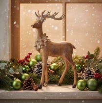 Article Figurine décorative de cerf à bois, à poser, décoration de Noël, 28 cm