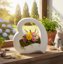 Article Décoration en forme de cœur pour plantations et compositions florales, design ajouré, forme de cœur moderne, 19 cm
