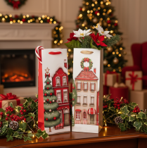 Article Sac cadeau bouteille maison de Noël et sapin de Noël 36 cm 2 pièces