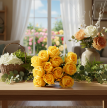 Article Roses artificielles à longue tige, 62 cm, lot de 12