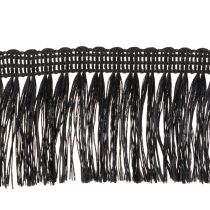 Article Ruban noir à franges 4 cm, cordon, lurex décoratif à franges 25 m