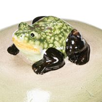 Article Grenouille décorative en céramique flottante, 13 cm, idéale pour les bassins et fontaines de jardin.