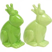 Article Figure de décoration grenouille en céramique, décoration d'été prince grenouille 10.5×5.5×7cm 4pcs
