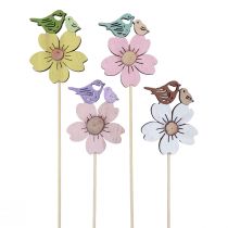 Article Décoration de printemps bouchons de fleurs décoration d&#39;oiseau en bois 8 × 6 cm 12 pièces