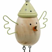 Décoration de printemps, oiseaux en bois, oiseau d&#39;hiver avec chapeau, étiquette en bois 4 pièces