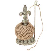 Article Porte-bobine de fil décoratif en métal antique avec lys et jute 20,5 cm