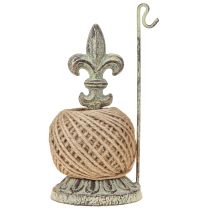 Article Porte-bobine de fil décoratif en métal antique avec lys et jute 20,5 cm
