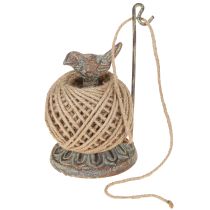 Article Porte-bobine vintage en métal avec oiseau et fil de jute H17cm