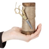 Article Bobine de laine avec ciseaux décoratifs Ø6,5 cm H15 cm (2 pièces) Style vintage