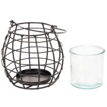 Article Lanterne de jardin en métal noir avec éclairage par le vent, Ø 14 cm H 12,5 cm