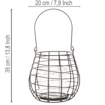 Article Lanterne de jardin avec bougeoir en verre, noire, Ø20cm, H18,5cm