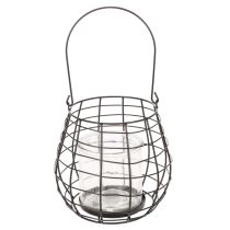 Article Lanterne de jardin avec bougeoir en verre, noire, Ø20cm, H18,5cm