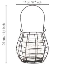 Article Lanterne de jardin avec poignée, noire, bougeoir en verre, Ø17cm, H15cm