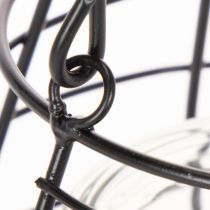 Article Lanterne de jardin avec poignée, noire, bougeoir en verre, Ø17cm, H15cm
