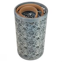 Article Lanterne de jardin poignée de lanterne en métal gris H30,5/25 cm lot de 2