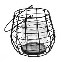 Article Lanterne de jardin avec poignée lanterne en verre noir Ø17cm H15cm