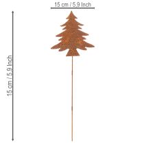 Article Piquet de jardin, acier patiné, cerf, étoile, sapin, H 10/15 cm, lot de 3