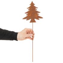 Article Piquet de jardin, acier patiné, cerf, étoile, sapin, H 10/15 cm, lot de 3