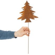 Article Piquet de jardin, acier patiné, cerf, étoile, sapin, H14/20, 3 pièces