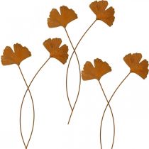 Article Piquet de jardin feuille de ginkgo rouille piquet de lit 7x5cm 6pcs