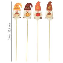 Article Piquets de jardin Gnome Décoration d'automne Bois Assorti 39cm 8 pcs