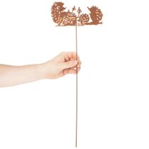 Article Piquet de jardin décoratif à motif hérisson rouille pour l'été et l'automne, 53 cm