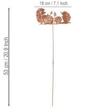 Article Piquet de jardin décoratif à motif hérisson rouille pour l'été et l'automne, 53 cm