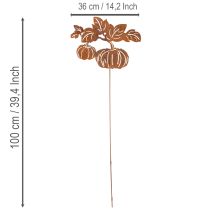 Article Tuteur de jardin à motif citrouille, décoration en métal, finition rouille, 100 cm