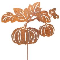 Article Tuteur de jardin à motif citrouille, décoration en métal, finition rouille, 100 cm