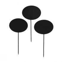 Article Piquets de jardin Petits panneaux bois ovale Noir 17,5cm 12pcs
