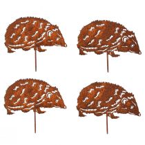 Article Piquet de jardin Hérisson Métal Rouille Automne 15x8cm 4 Pcs