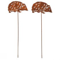 Article Piquet de jardin Hérisson Métal Rouille Automne 15x8cm 4 Pcs