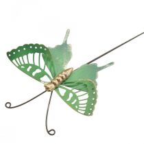 Piquet de Jardin Métal Papillon Vert Or 12x10/46cm