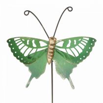 Article Piquet de Jardin Métal Papillon Vert Or 12x10/46cm