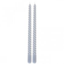 Bougies torsadées bougies coniques bleu clair Ø2.2cm H30cm 2pcs