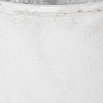 Article Pot de fleurs décoratif en métal blanc, Ø 18,5 cm, H 18 cm