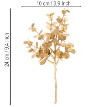 Article Eucalyptus artificiel, branche décorative dorée pour décoration de table, 24 cm