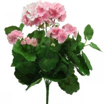 Géranium fleur artificielle Géranium rose buisson artificiel 7 fleurs H38cm