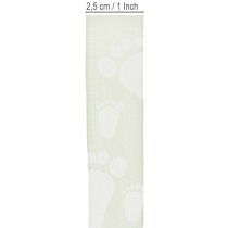 Article Ruban cadeau décoration pieds de bébé baptême vert 25mm 16m