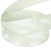 Article Ruban cadeau Décoration de baptême Vert 25 mm, 16 m